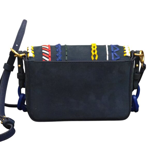 Tory Burch Kira Whipstitch Navy Suede Leather Mini Crossbody Shoulder Bag‎ - Picture 4 of 12